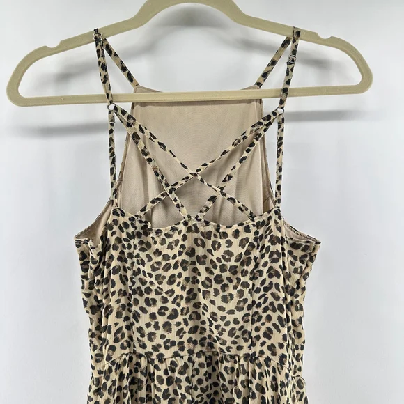 Abercrombie & Fitch Daphne BROWN LEOPARD Animal Print BOHO Slip Dress WOMENS S - Picture 6 of 9